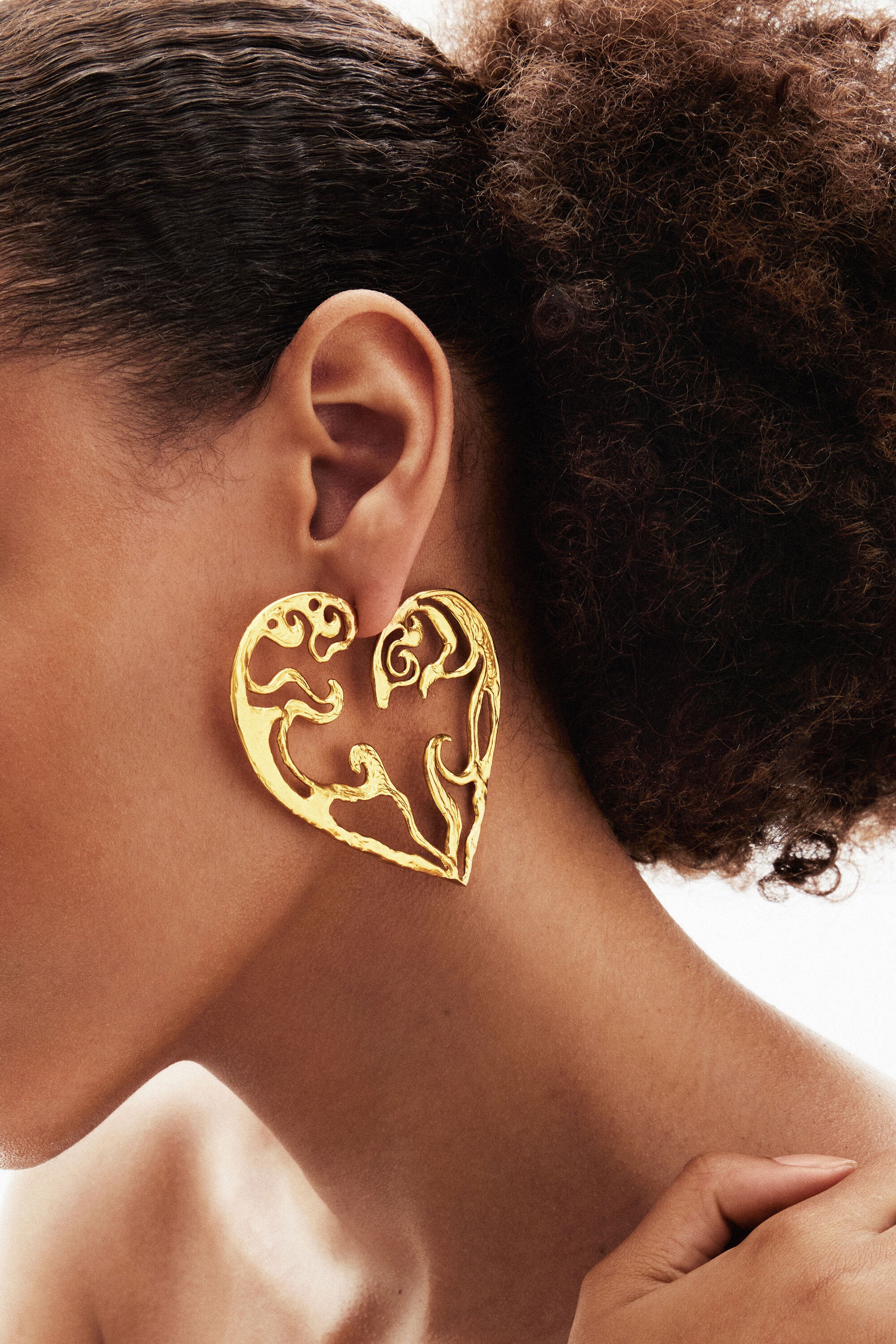 Boucles d'oreilles XL cœur plaquées or Zalio