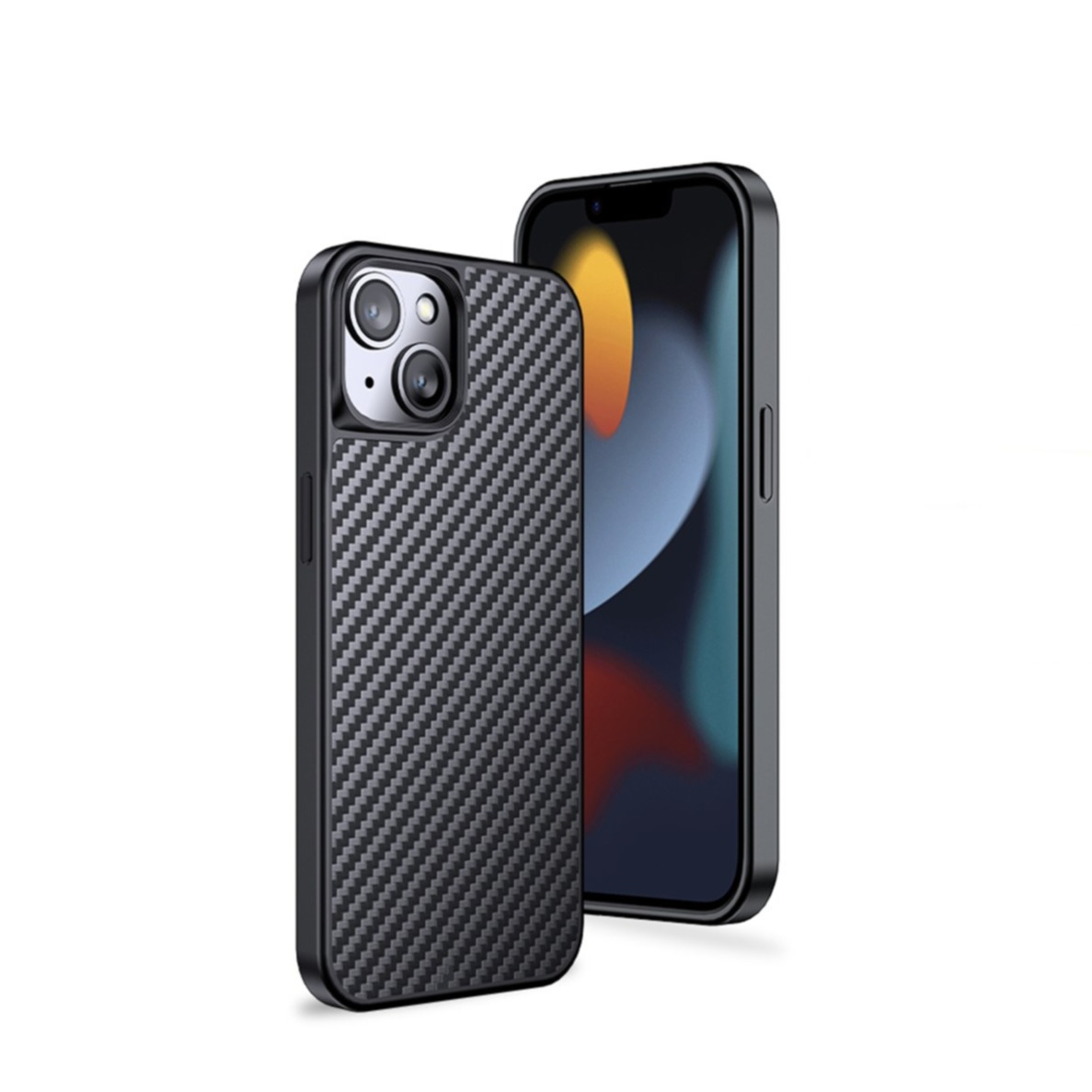 iPhone 13 MagSafe Kevlar Gummi Hardcase Schutzhülle mit TPU Bumper - Schwarz