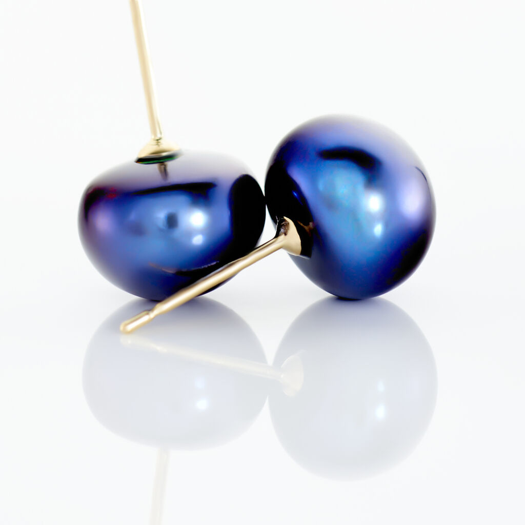 Boucles D'oreilles Puces Micaelle Teintees Or Jaune Perle De Culture