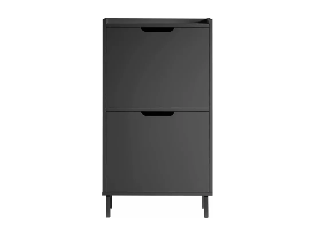 SoBuy Meuble à Chaussures Meuble de Rangement à Chaussures avec 2 Abattants Armoire à Chaussures Commode à Chaussures Meuble d'Entrée Rangement pour Chaussures – Noir, 50x19x90 cm, FSR151-SCH