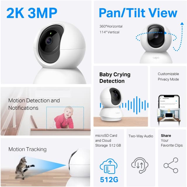 TP-Link Tapo C210 3MP WiFi overvågningskamera til hjemmet