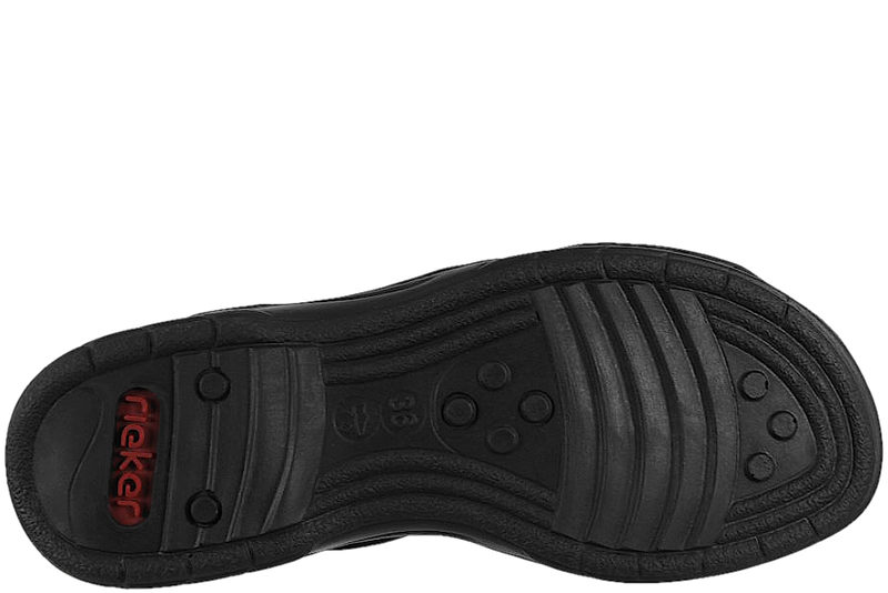 RIEKER SANDAL I SORT GLAT SKIND MED FINE DETALJER