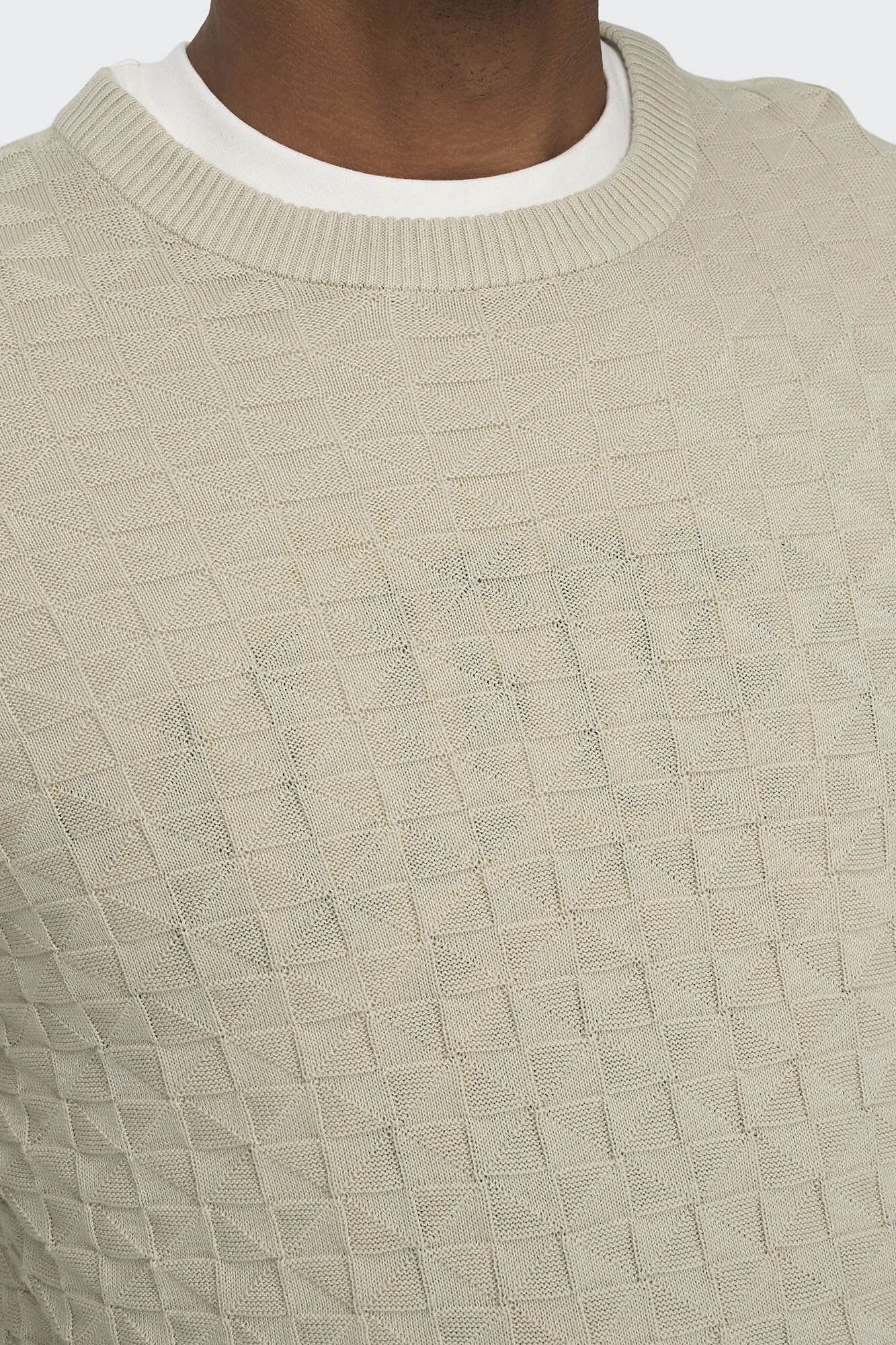 textura de suéter de gola redonda