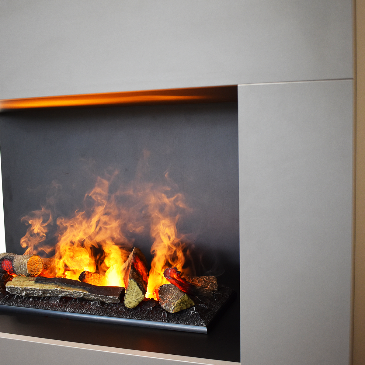 GLOW FIRE Elektrische haard 'Tucholsky Left Corner' | Waterdamphaard met OMC 600 inclusief hout in zwart | HxBxD: 140x90x45 cm