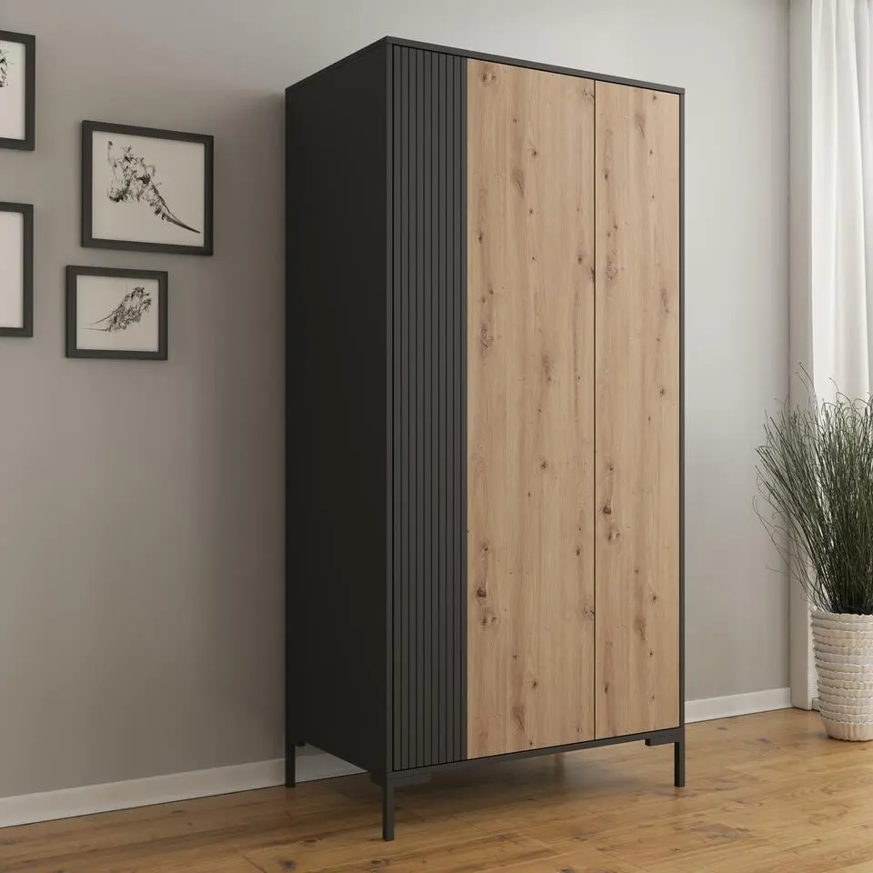 Meubella - Kledingkast Molina - Eiken - 90 cm