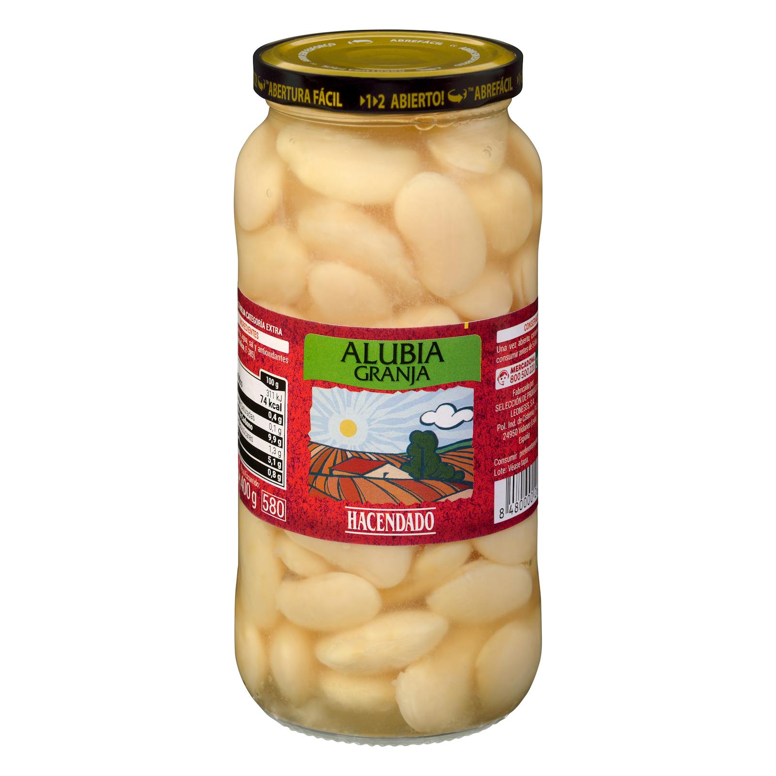 Haricots cuits de la ferme Hacendado