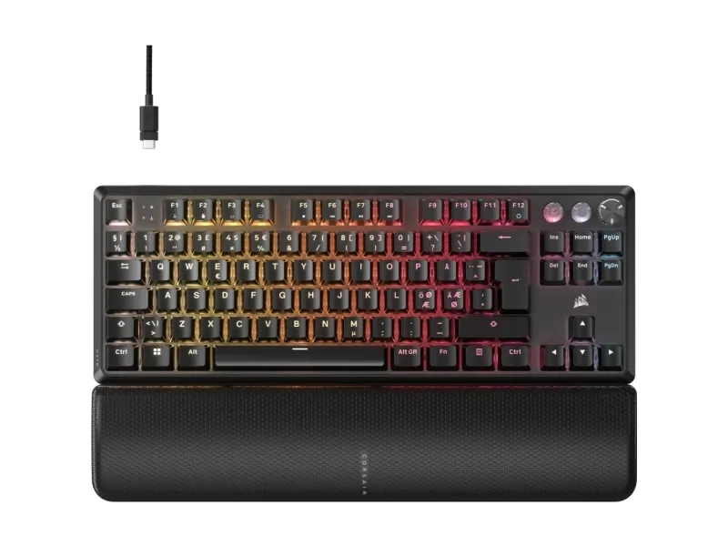 CORSAIR K70 PRO TKL - Tastatur - TKL - baggrundsbelyst - USB - QWERTY - Nordisk - tastkontakt: CORSAIR MGX v2 - sort