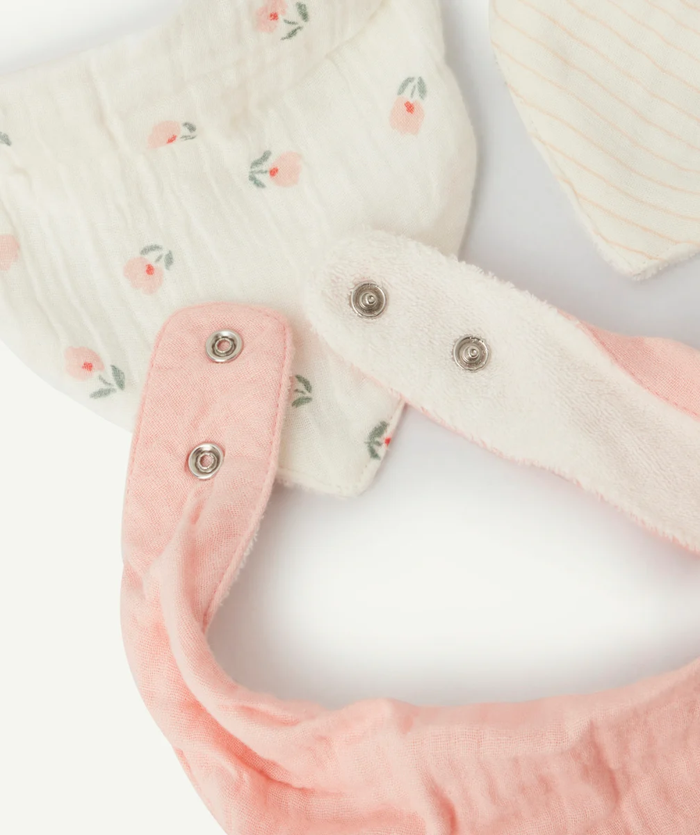 LOT DE 3 BAVOIRS BÉBÉ EN GAZE DE COTON STYLE BANDANAS