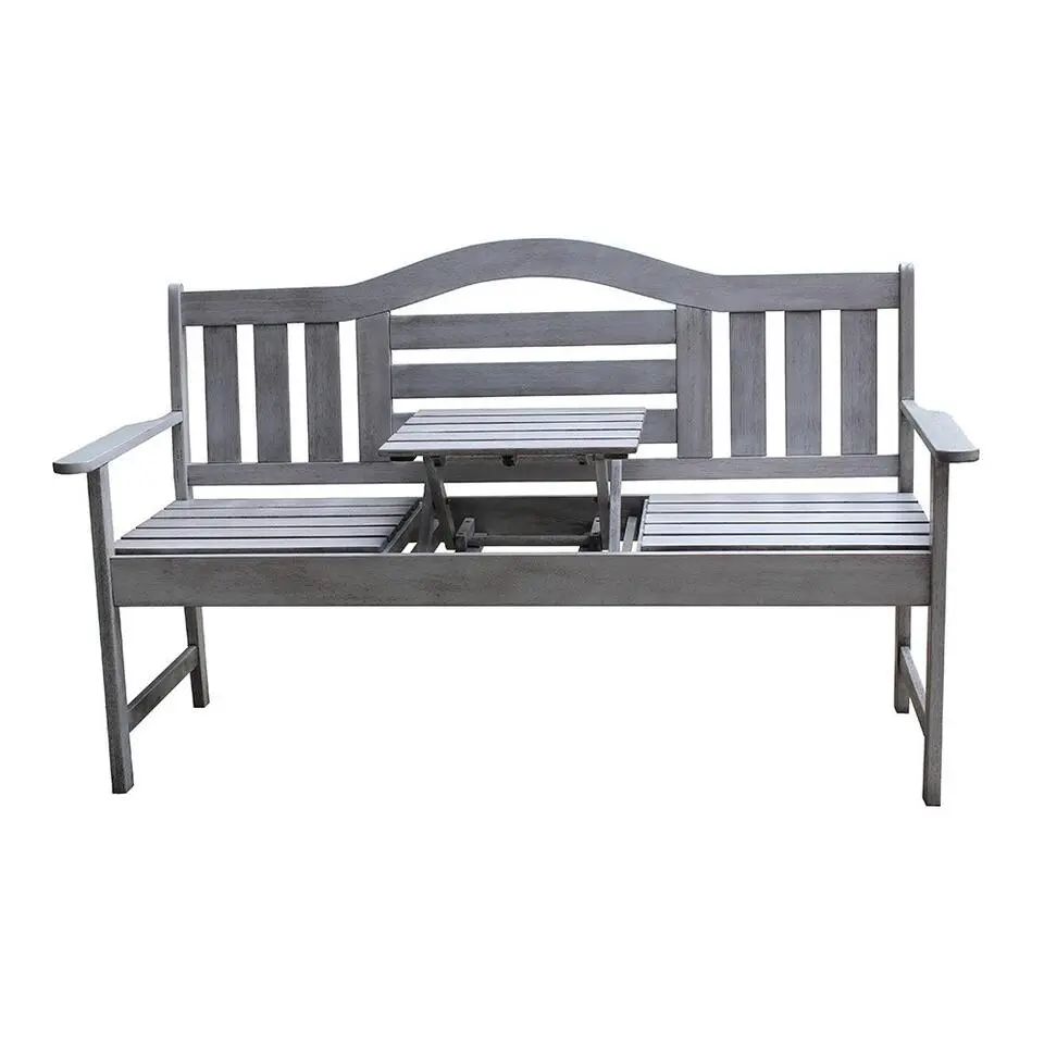 SenS-Line Nevada tuinbank met uitklapbaar tafeltje - Grijs - 150 cm - Meranti h