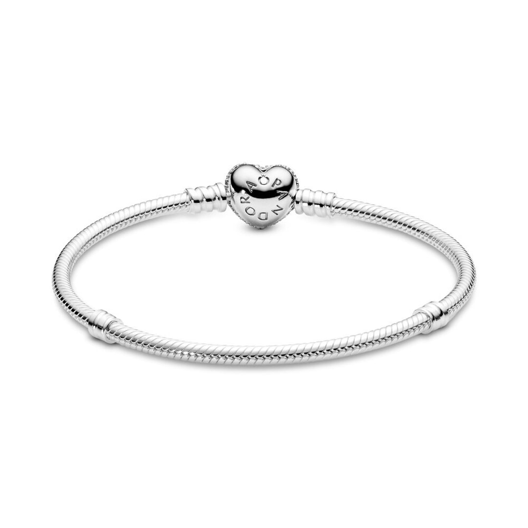 Pandora Moments Schlangen-Gliederarmband mit Funklendem Herz-Verschluss
