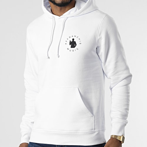 Sweat Capuche Vertical Back Blanc Noir