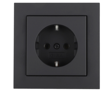 Gira E2 Inbouw Enkel Geaard Stopcontact Mat Zwart