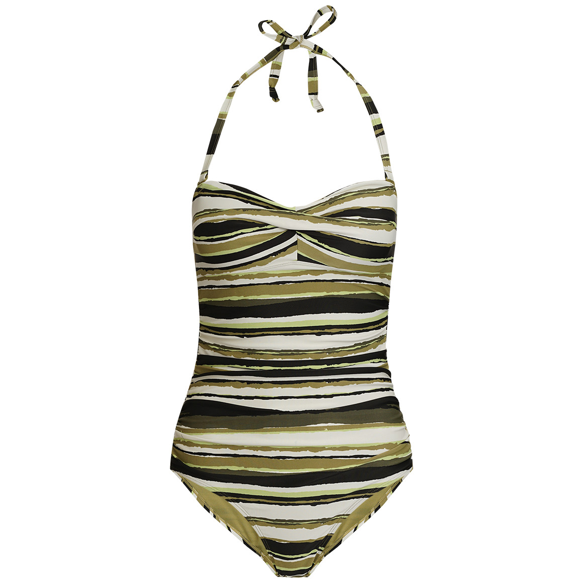 Gina Benotti Damen Shape-Badeanzug mit Streifen-Muster oliv / schwarz / hellbeige