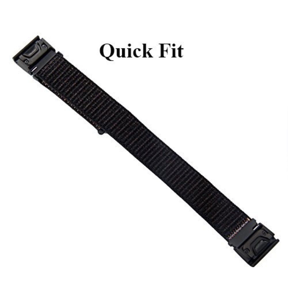 Garmin Fenix 6 / 6 Pro / 5 / 5 Plus / Forerunner 935 Nylon Klettverschluss Ersatz Armband - Schwarz