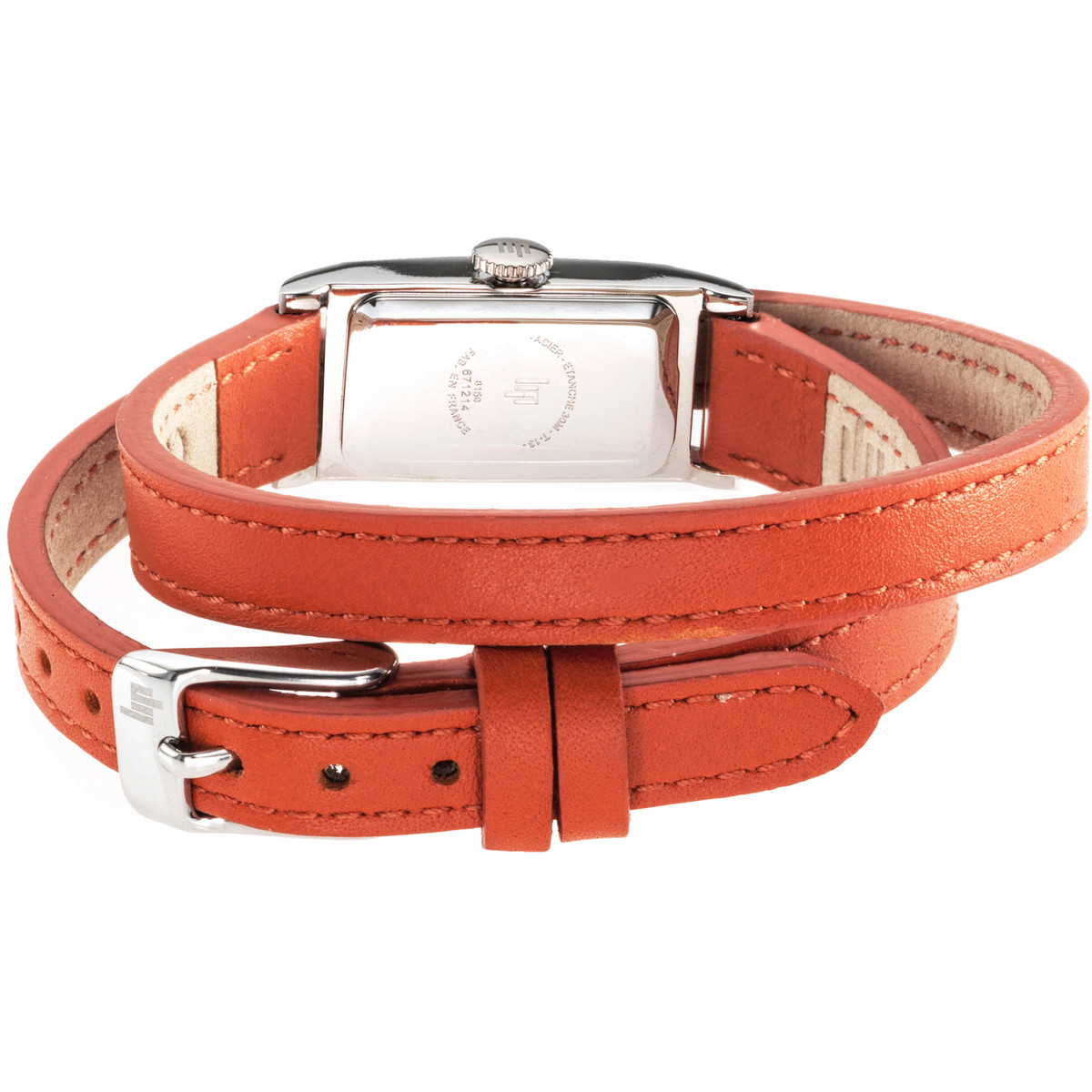 Montre Lip femme acier cuir orange