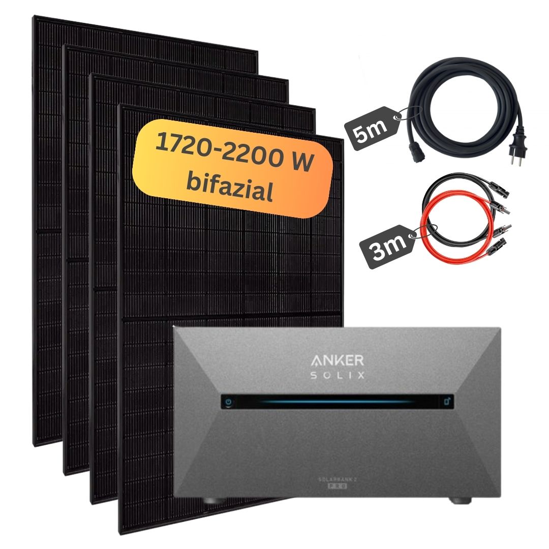 Balkonkraftwerk mit Speicher 1760W - inkl. Anker SOLIX Solarbank 2 Pro