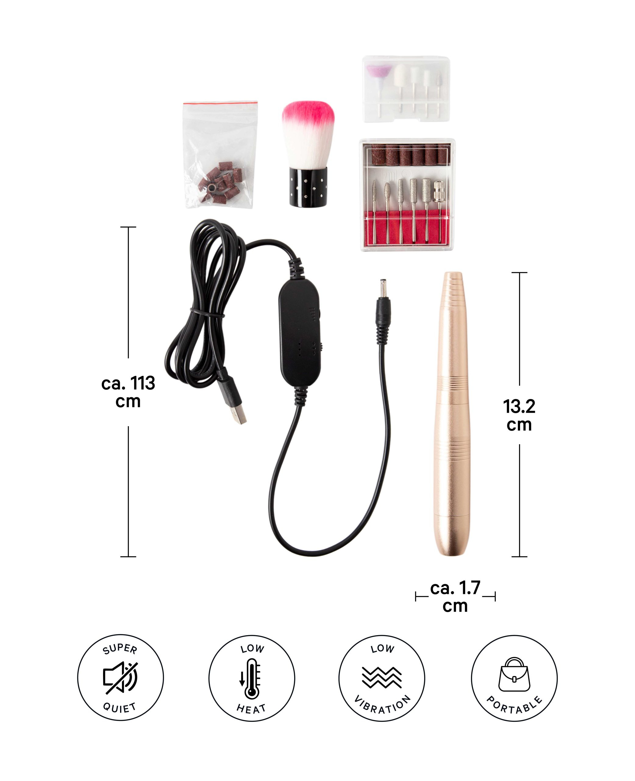 12in1 Elektrische USB Nagelfräse Nagelpflege Polierwerkzeug Maniküre Pediküre Set - Roségold