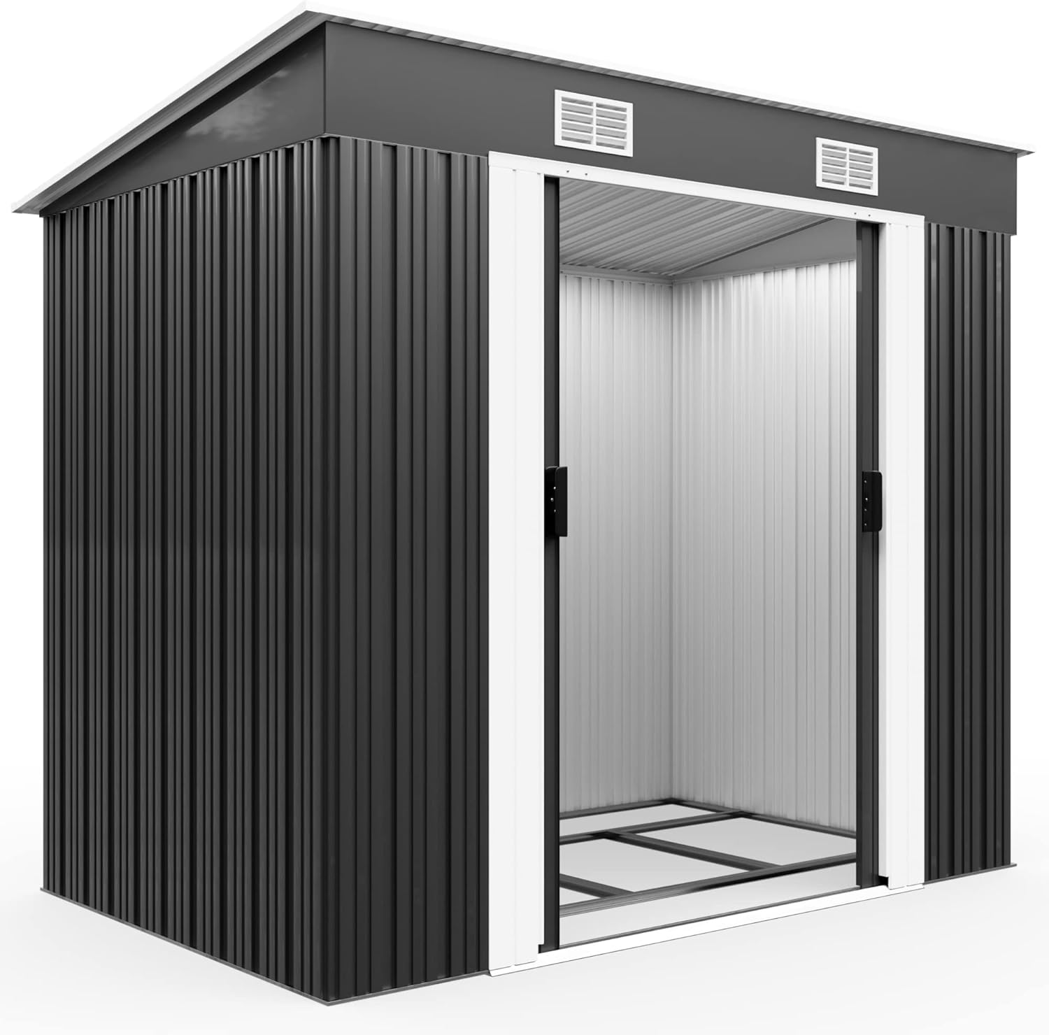 GARDEBRUK® L Metall Gerätehaus 2m² mit Fundament 200x125x180cm Schiebetür Anthrazit Geräteschuppen Gartenhaus 4m³