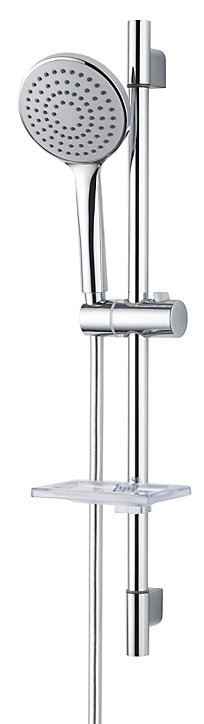 Kit de douche sans robinetterie avec douchette 1 jet + porte savon + flexible + barre réglable, chrome, Edouard Rousseau Raquette