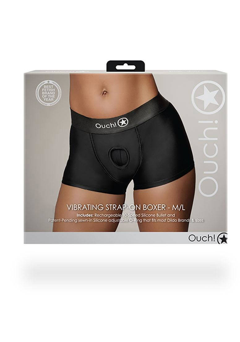 Ouch! Strap-on Boxer met vibrerende bullet  - maat M/L - zwart