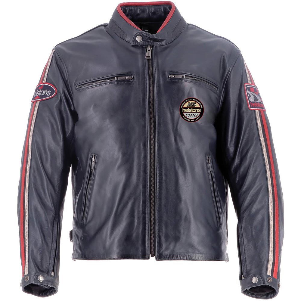 Helstons - Blouson Ace Cuir Rag 10 ans Bleu