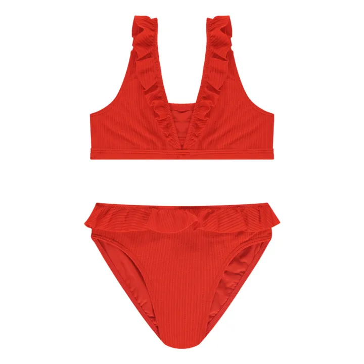 Beachlife Maillot 2 Pièces Volants Texturé | Rouge