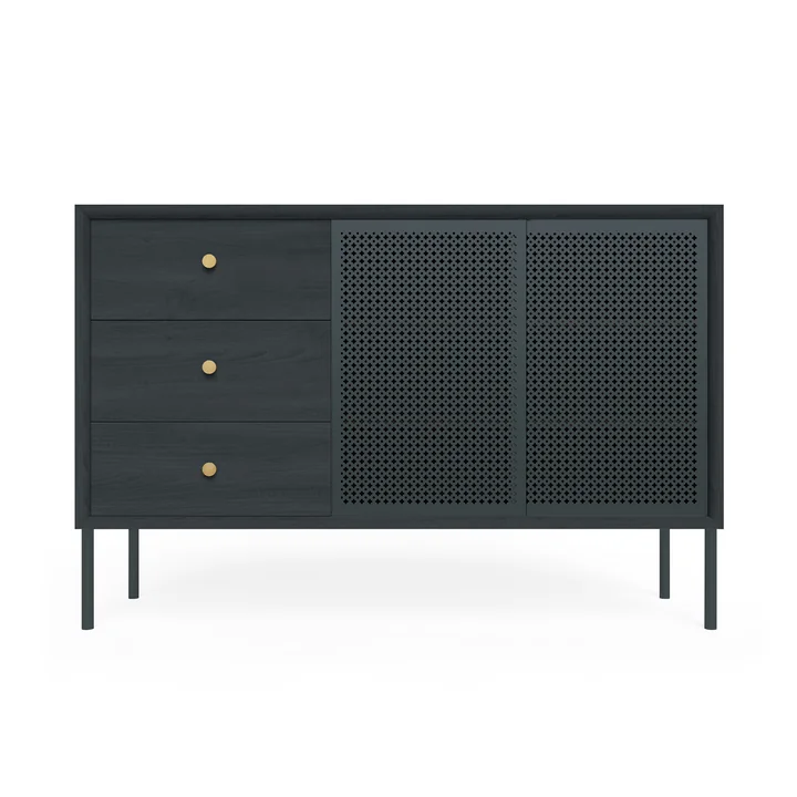 Hartô - Gabin Sideboard mit Schubladen, Walnuss natur / schiefergrau