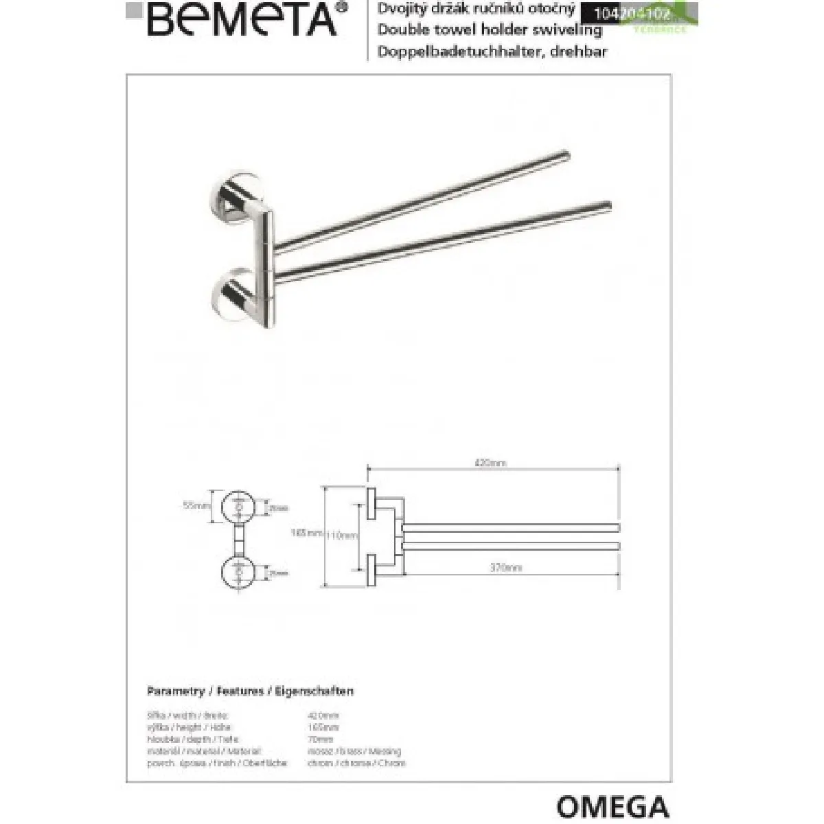 Bemeta - Maison De La Tendance Bemeta Porte-serviettes double rotatif Omega - Chrome
