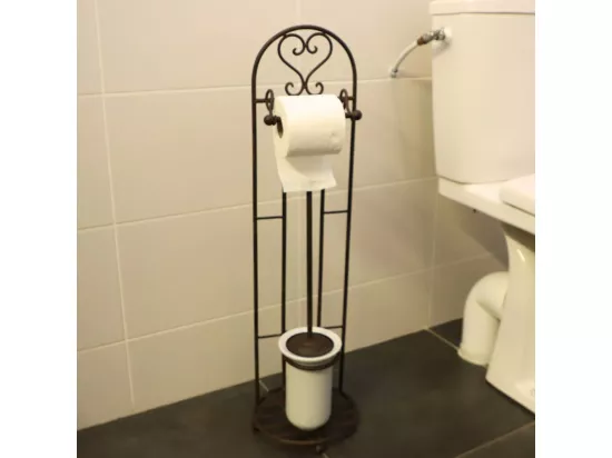 Dérouleur papier toilette en fer forgé marron 22 x 78 cm