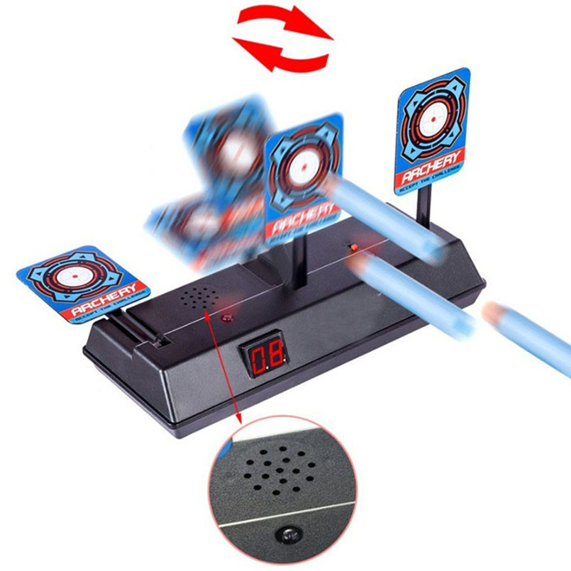 Elektronische 3-fach Nerf Gun Zielscheibe Automatisches Zurücksetzen mit Wertung   Sound Effekt (Batteriebetrieben) - Schwarz
