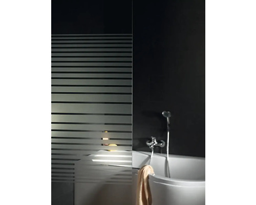 2-delige badwand SCHULTE Komfort 118 x 140 cm, glasdecor horizontale strepen, profielkleur wit D1130 04 72 140