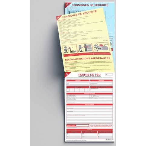Carnet permis de feu – 50 liasses autocopiantes – 3 feuillets