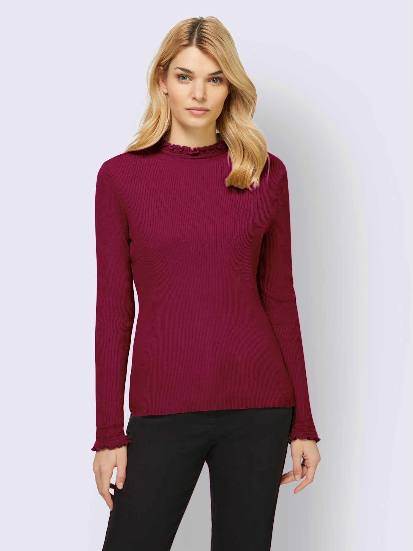 Pull col montant froncé