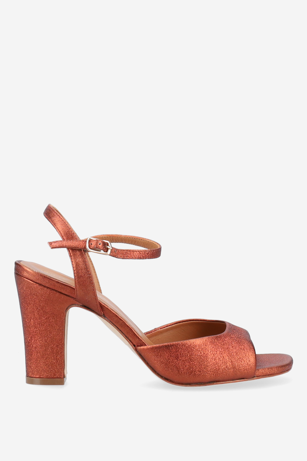 Metallic leather heeled sandals