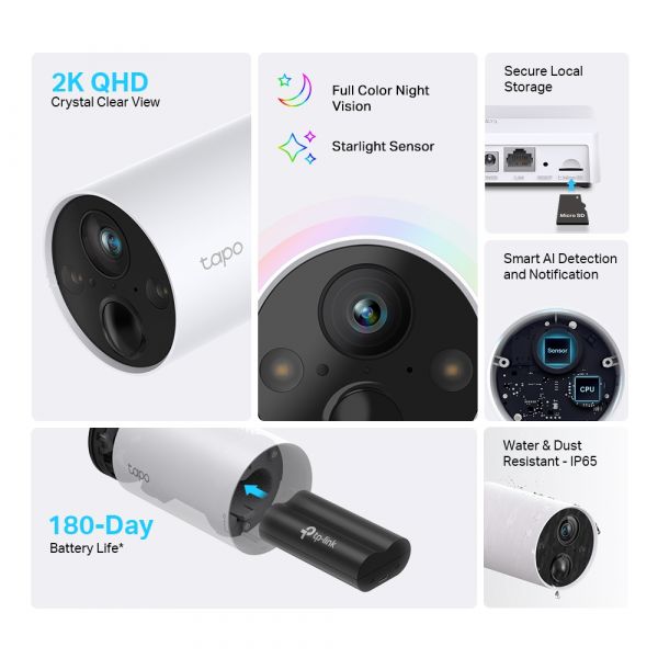 TP-Link Tapo C420S2 Sistema 2x Câmaras Segurança Inteligentes Com Bateria   Hub