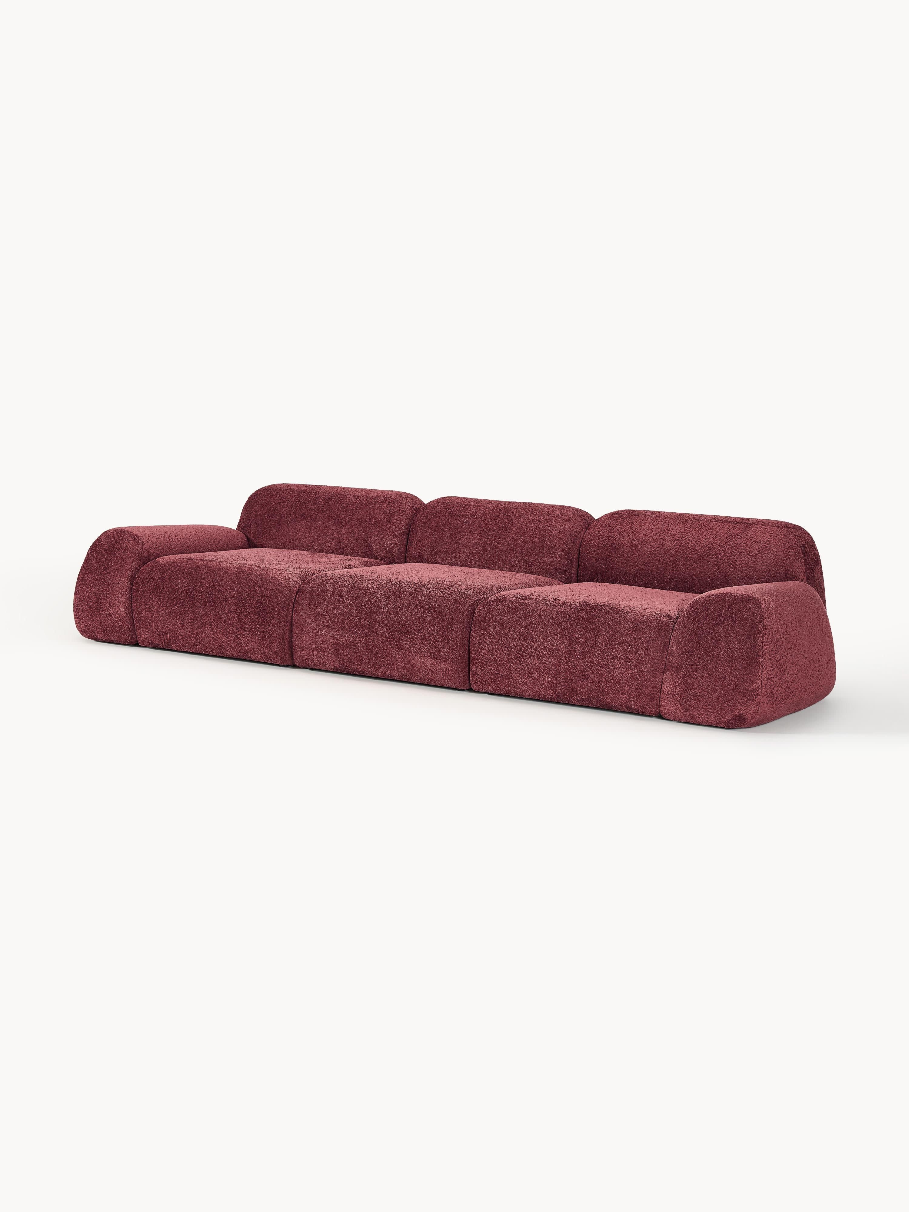 Modulaire bank Wolke (4-zits) van teddy-bouclé