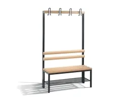 Bænk, CP Basic, 165 x 100 x 40,3 cm, med skohylde/knage bøg/antracit