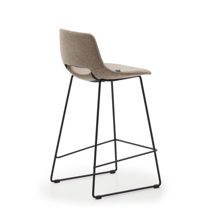 Kave Home Zahara barkruk H65 zwart onderstel, beige