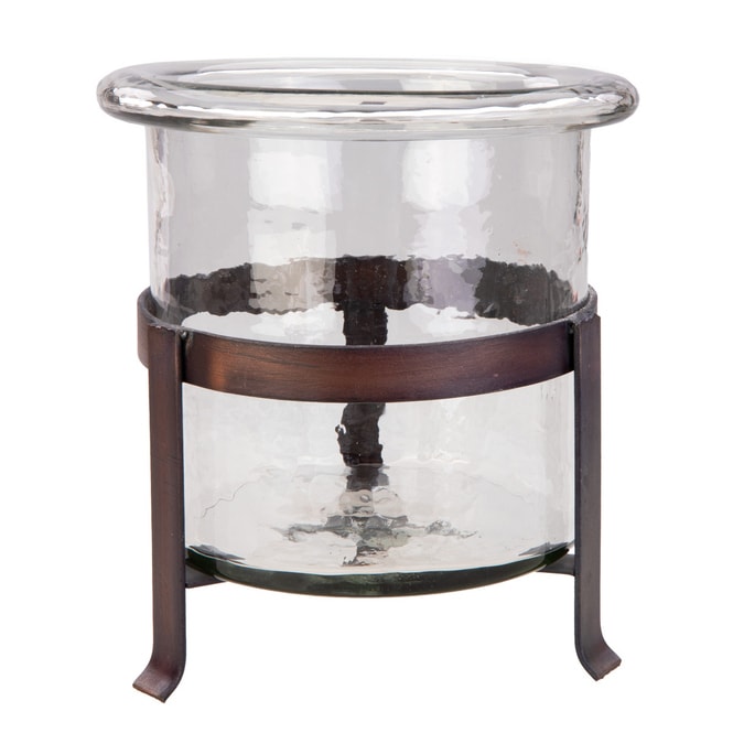 Kerzenhalter - Glas und Metall - ca. 18,5 x 21 cm
