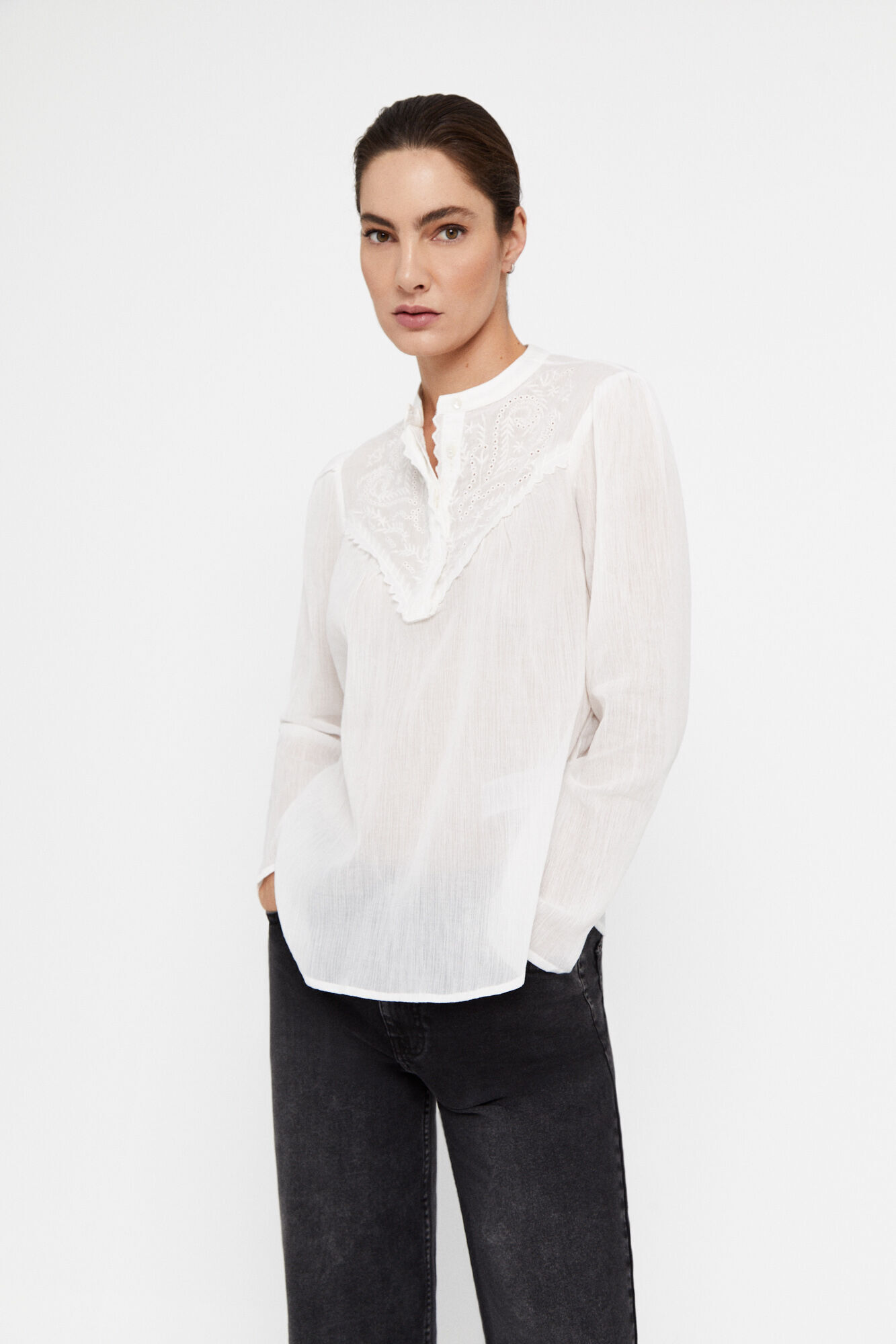 Blusa fluida de algodão - Branca