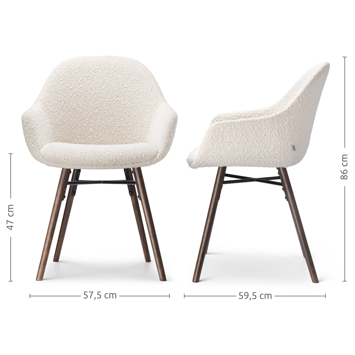 Eetkamerstoel Nena-Mae bouclé beige - walnoten onderstel