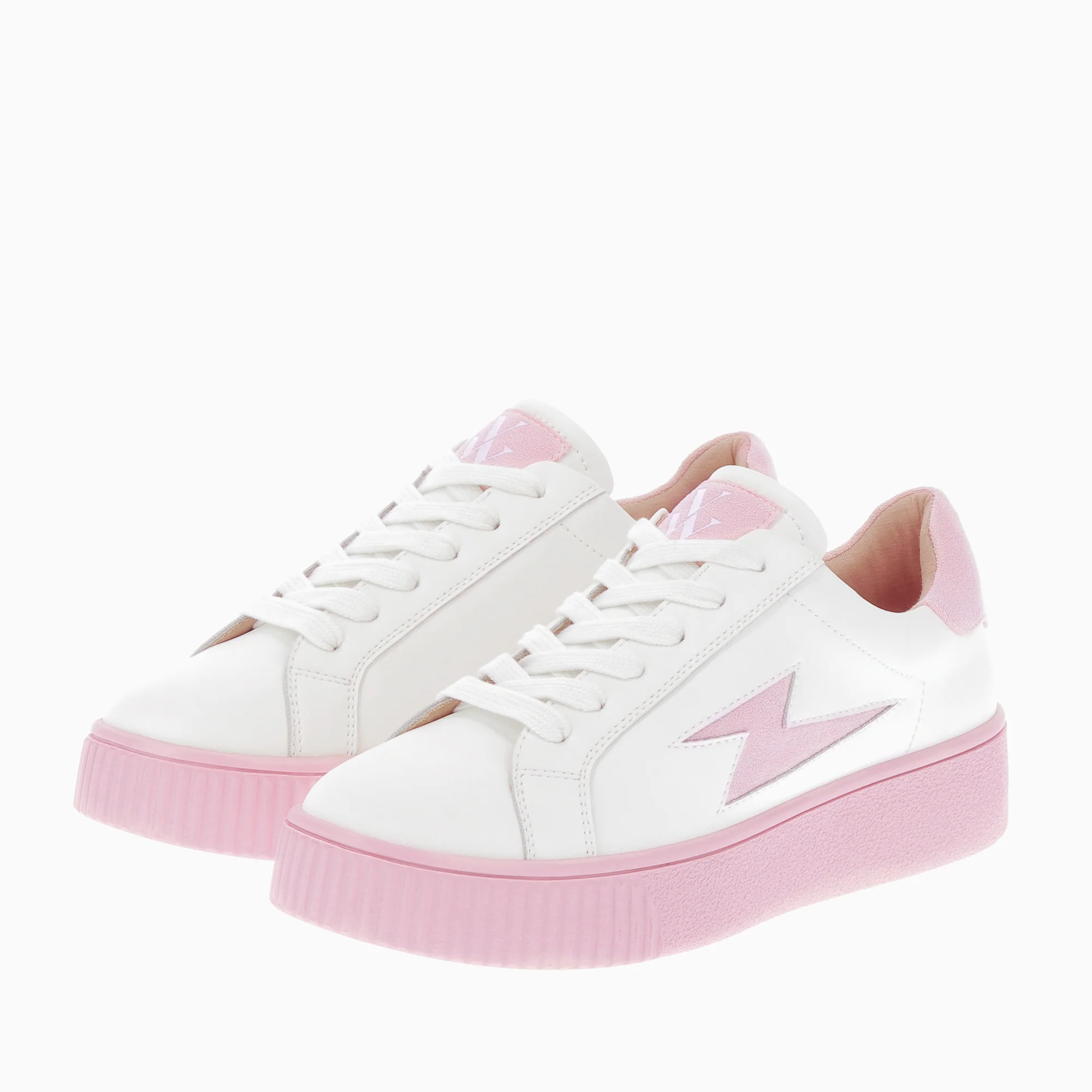 Sneakers-Baskets éclair Melany blanches à semelle rose
