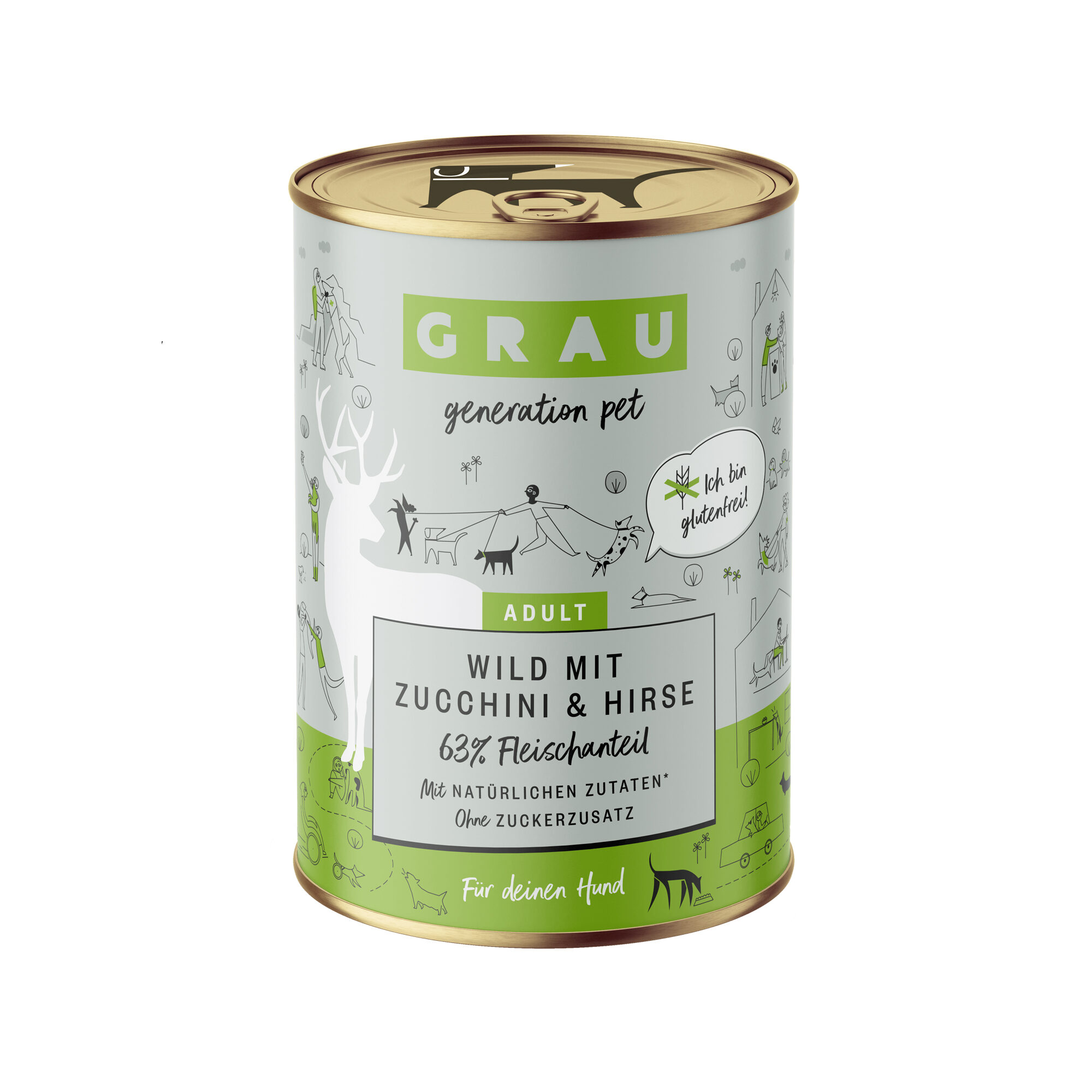 Grau Adult Hondenvoer - Hertenvlees met courgette en gierst - Blik