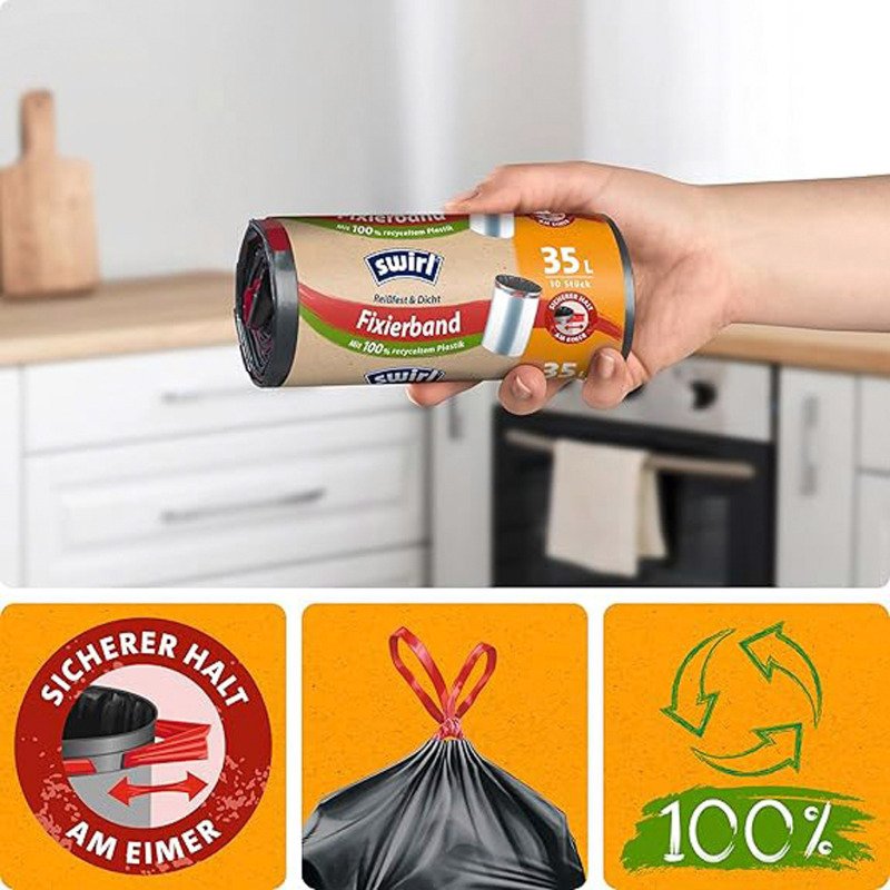 Sacs poubelles Swirl avec liens de fixation élastique