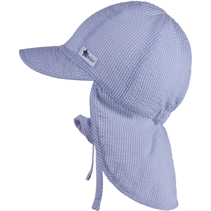 Sterntaler Schirmmütze mit Nackenschutz Streifen himmelblau