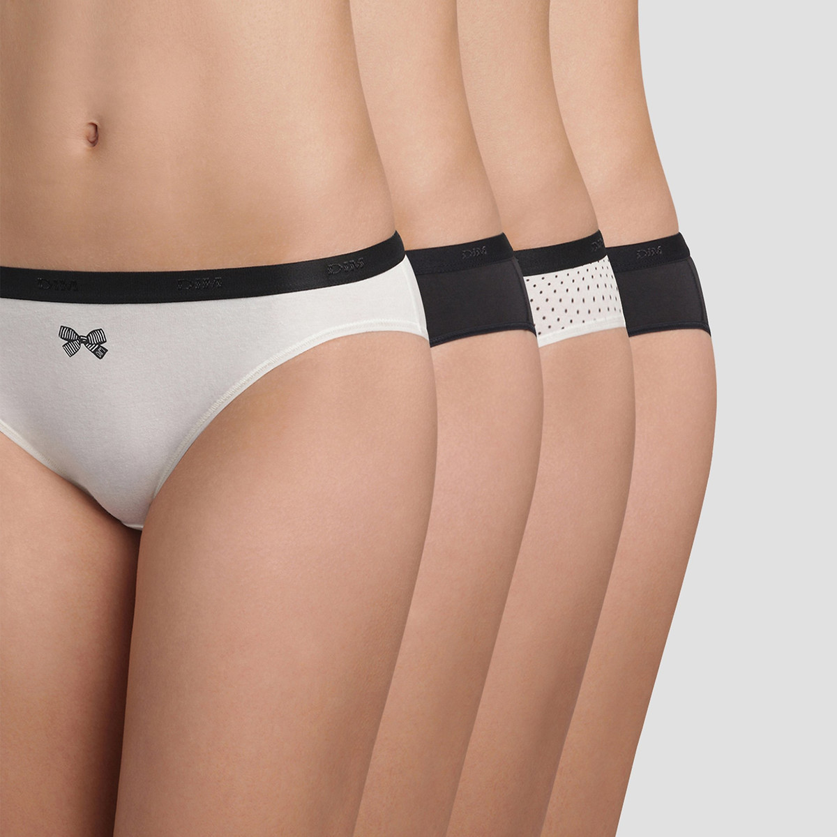 DIM<br>Conjunto de 4 slips Les pockets coton