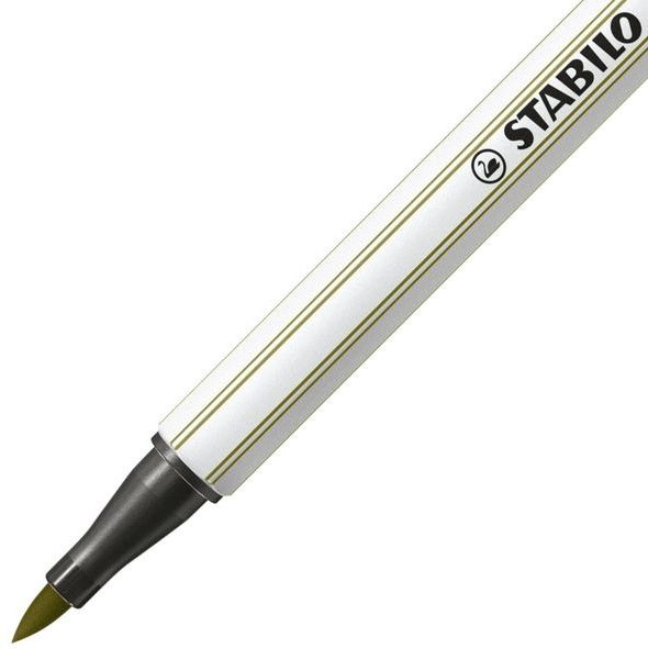 STABILO - Pen 68 Brush - Moddergroen - Viltstiften - 10 Stuks