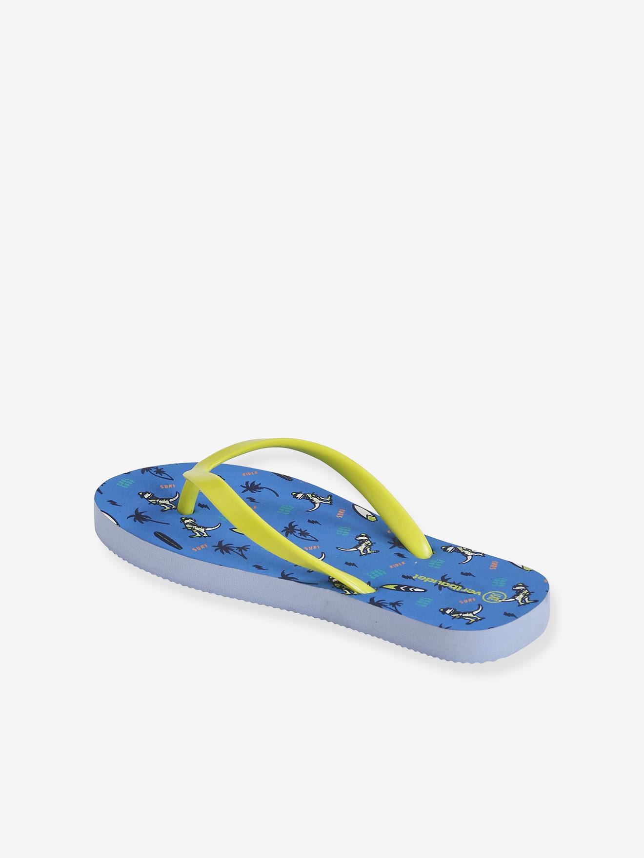 Chinelo estampado para meninos, tamanho médio, estampa azul.