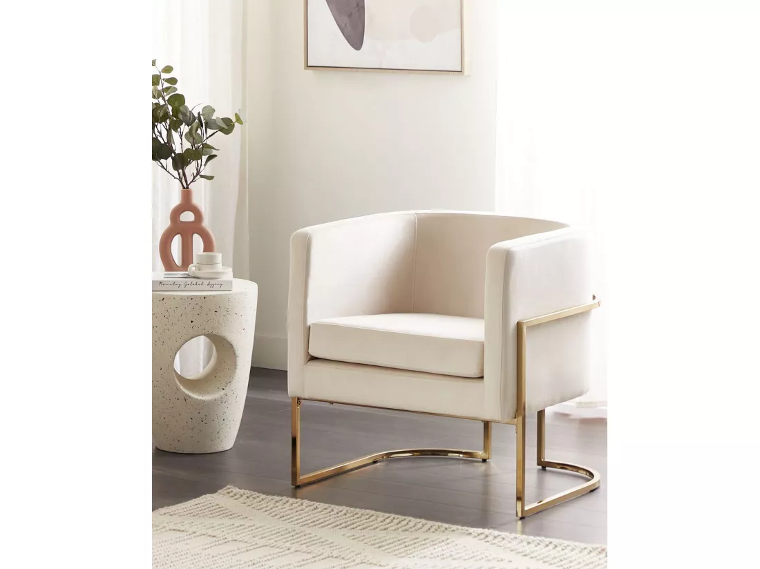 Fauteuil SIRKKA Velours Crème