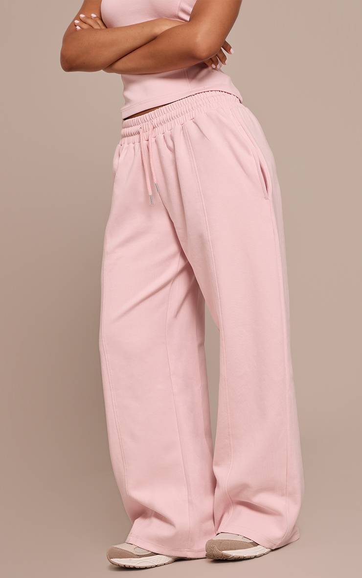 Rose Jogging Petite Taille À Jambes Larges Avec Cordon De Serrage En Jersey Interlock